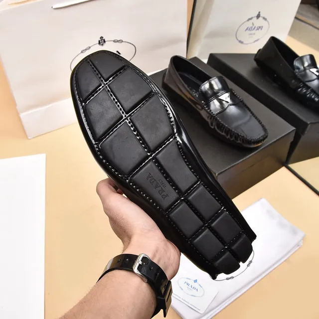 Prada Black Silver Glossy Patent Toe Cap Braided Side Trim Loafer 4