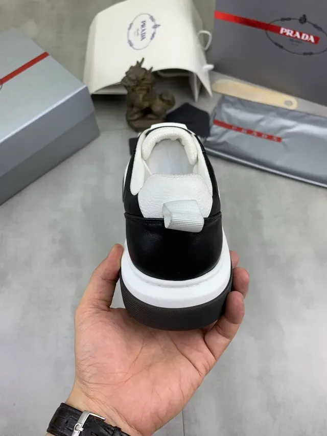 Prada Black White Two-Tone Perforated Toe Cap Lifestyle Sneakers 3