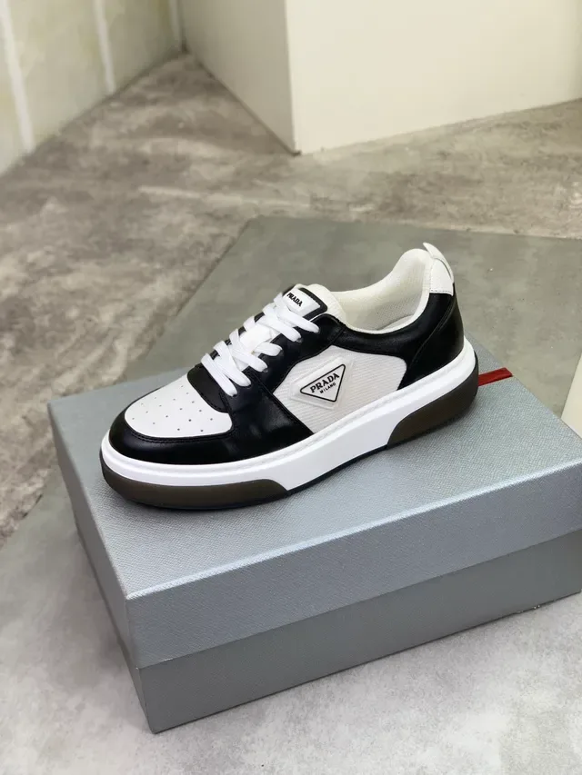 Prada Black White Two-Tone Perforated Toe Cap Lifestyle Sneakers 4