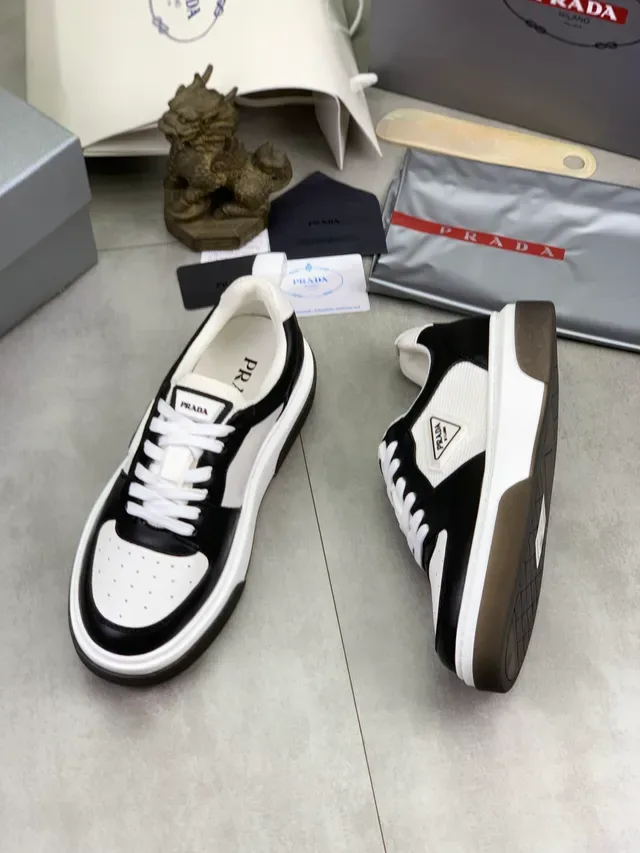 Prada Black White Two-Tone Perforated Toe Cap Lifestyle Sneakers 5