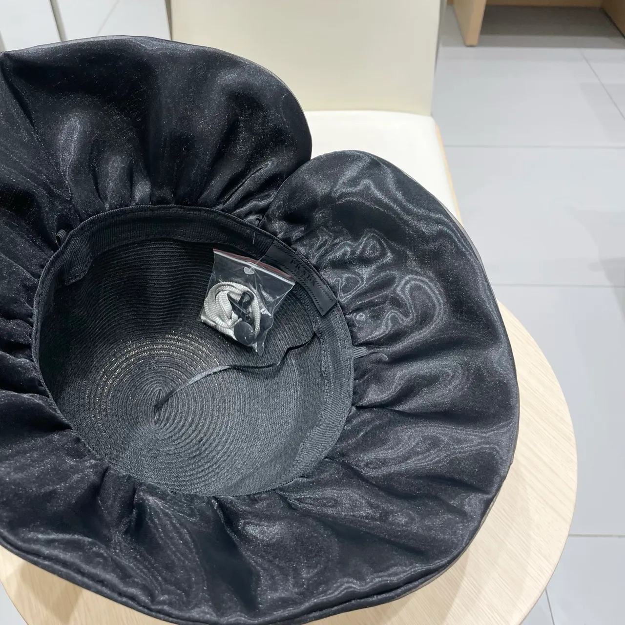 Prada Black Woven Straw-Like Crown Wide Floppy Brim Fedora 2