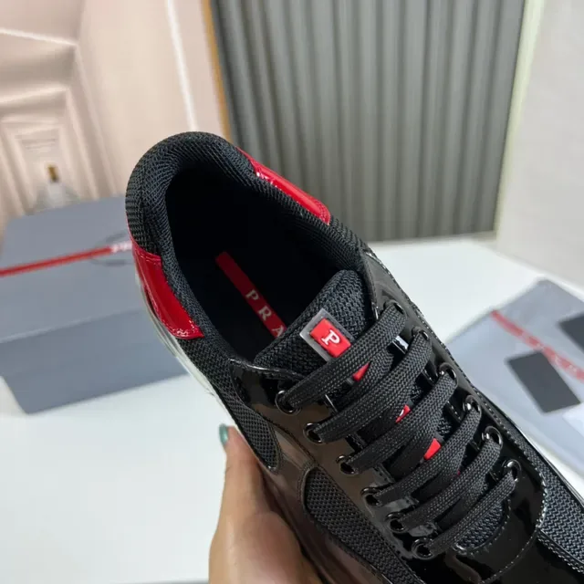 Prada Cloudbust Black and Red Patent Mesh Lifestyle Sneakers 3