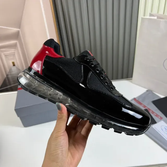 Prada Cloudbust Black and Red Patent Mesh Lifestyle Sneakers 4