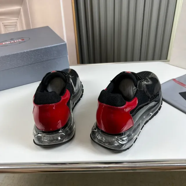 Prada Cloudbust Black and Red Patent Mesh Lifestyle Sneakers 6
