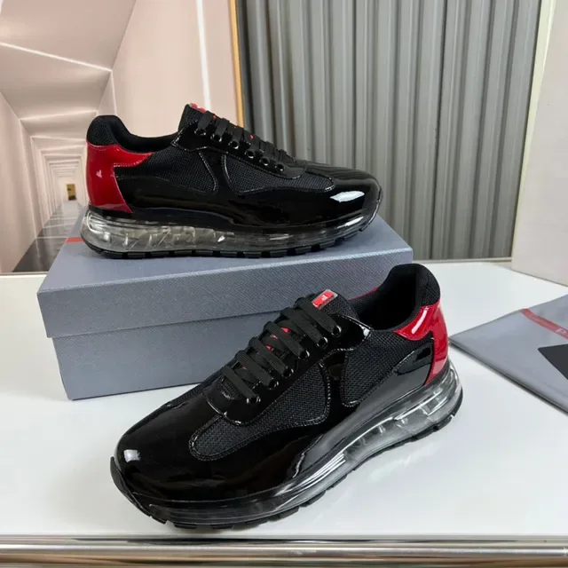 Prada Cloudbust Black and Red Patent Mesh Lifestyle Sneakers 7