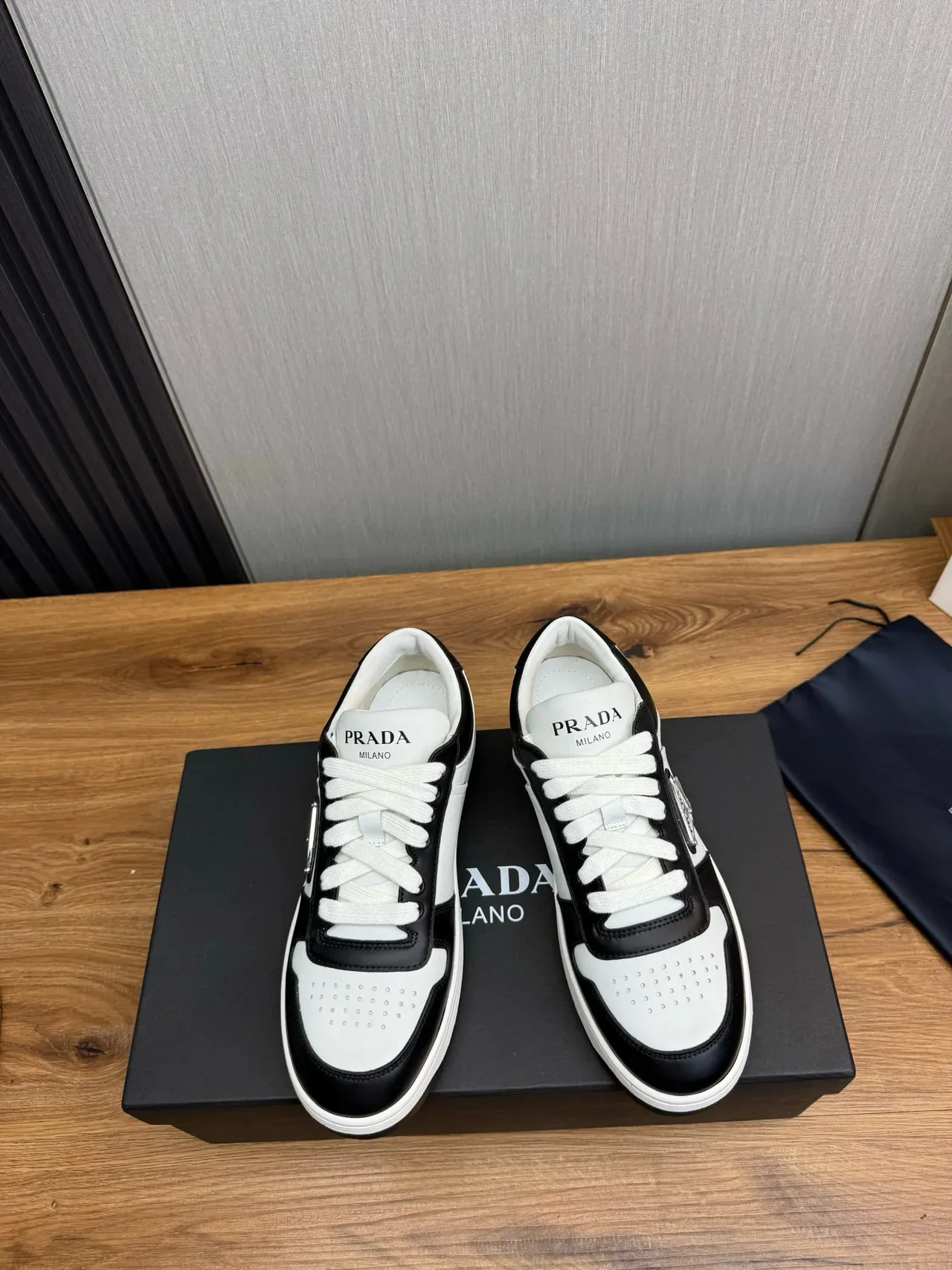 Prada Cloudbust Black and White Leather Lifestyle Sneakers 2