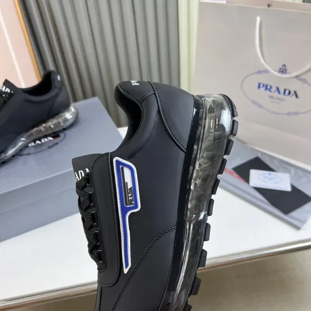 Prada Cloudbust Black Blue Leather Upper Transparent Air-Cushion Sole Lifestyle Sneakers 3