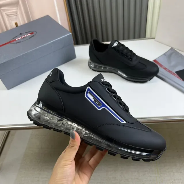 Prada Cloudbust Black Blue Leather Upper Transparent Air-Cushion Sole Lifestyle Sneakers 4