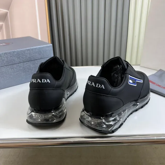 Prada Cloudbust Black Blue Leather Upper Transparent Air-Cushion Sole Lifestyle Sneakers 6