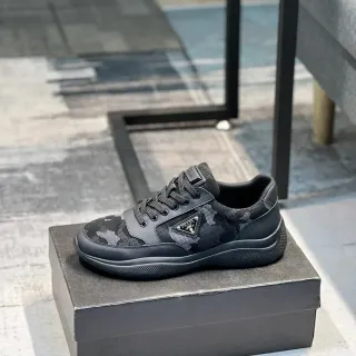 Prada Cloudbust Black Gray Low-Top Camo-Print Lifestyle Sneakers