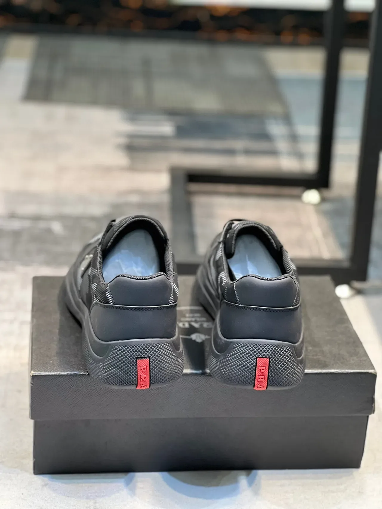 Prada Cloudbust Black Gray Low-Top Camo-Print Lifestyle Sneakers 3
