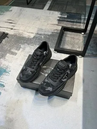 Prada Cloudbust Black Gray Low-Top Camo-Print Lifestyle Sneakers 5