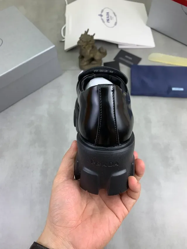 Prada Cloudbust Black Leather Lug-Sole Loafer 3