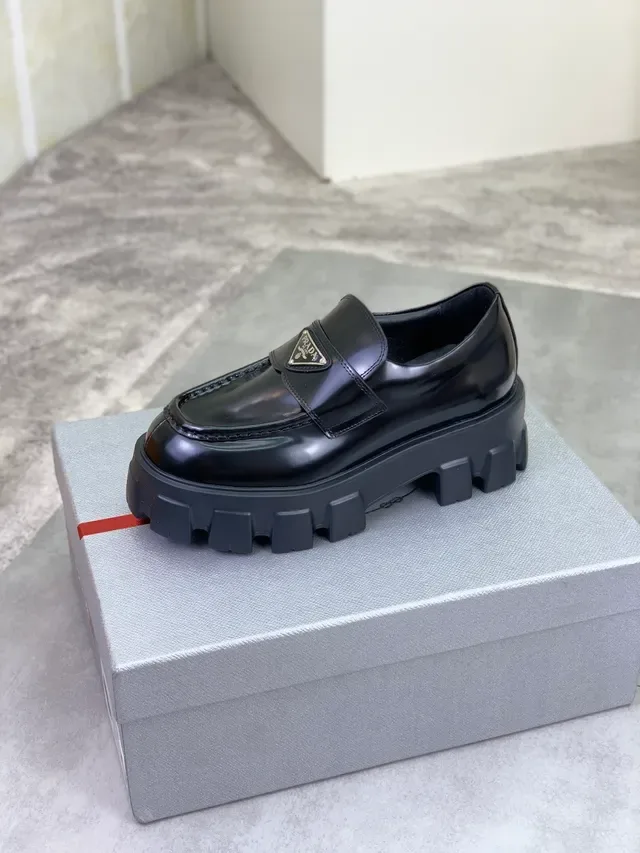 Prada Cloudbust Black Leather Lug-Sole Loafer 4