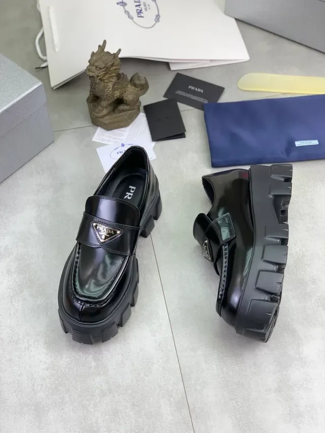 Prada Cloudbust Black Leather Lug-Sole Loafer 5
