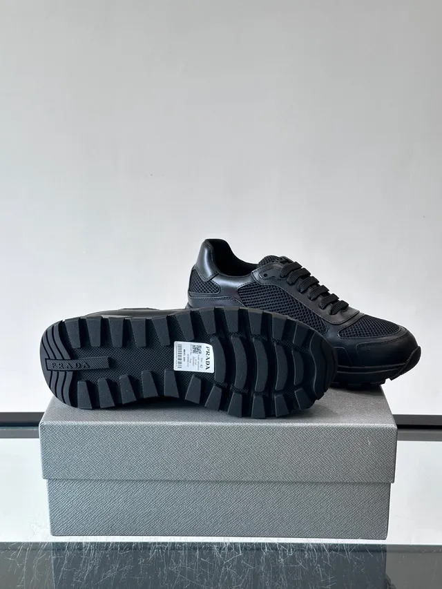 Prada Cloudbust Black Mesh and Leather Lifestyle Sneakers 2