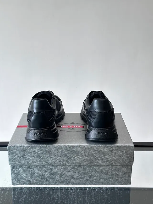 Prada Cloudbust Black Mesh and Leather Lifestyle Sneakers 3
