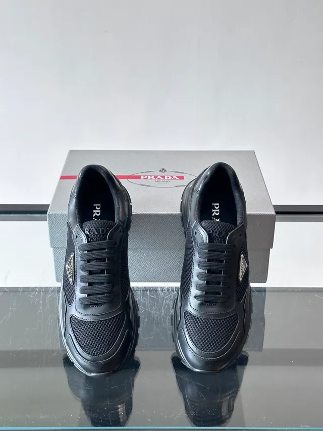 Prada Cloudbust Black Mesh and Leather Lifestyle Sneakers 4