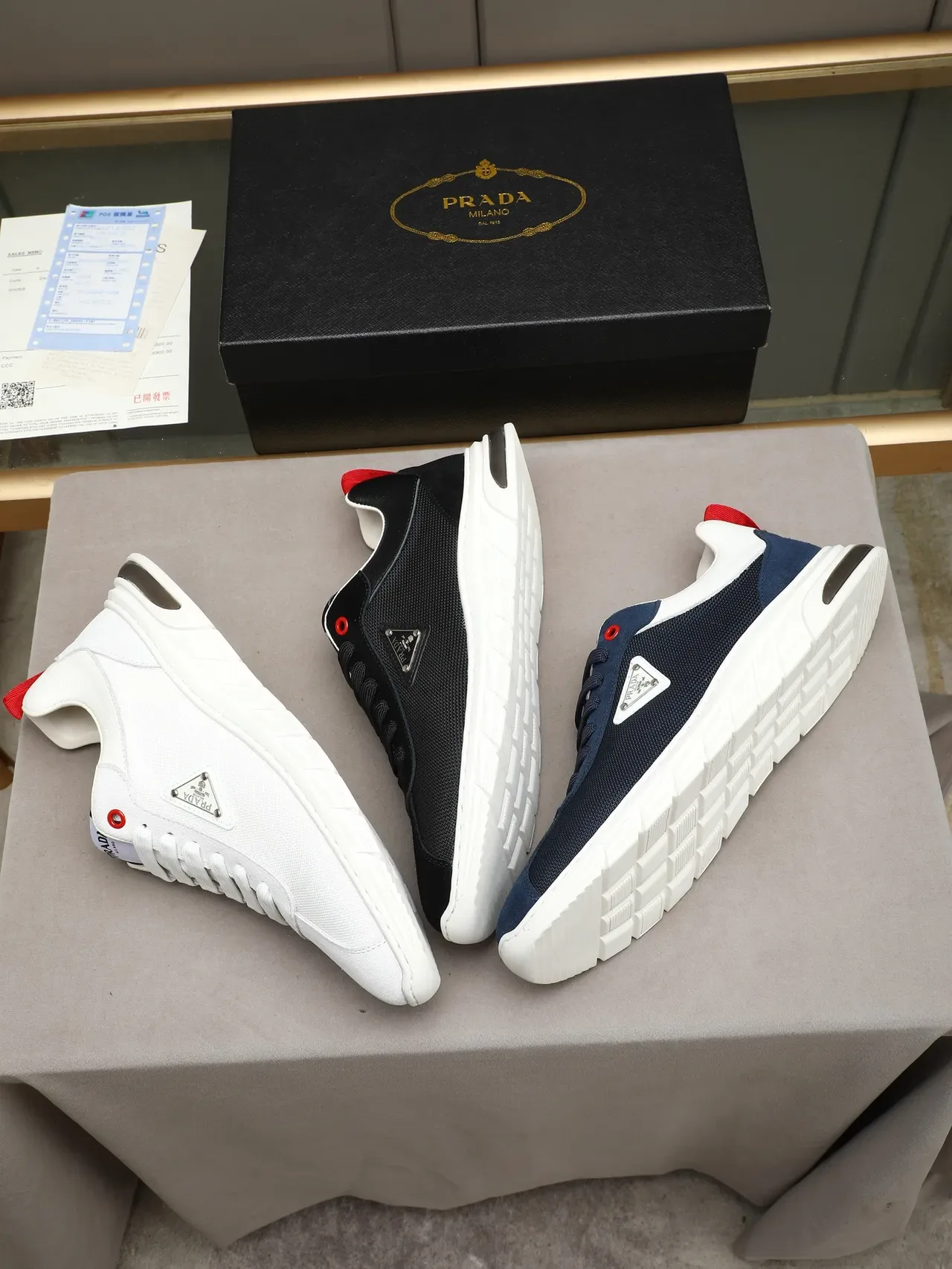 Prada Cloudbust Black Mesh and Suede Lifestyle Sneakers 2