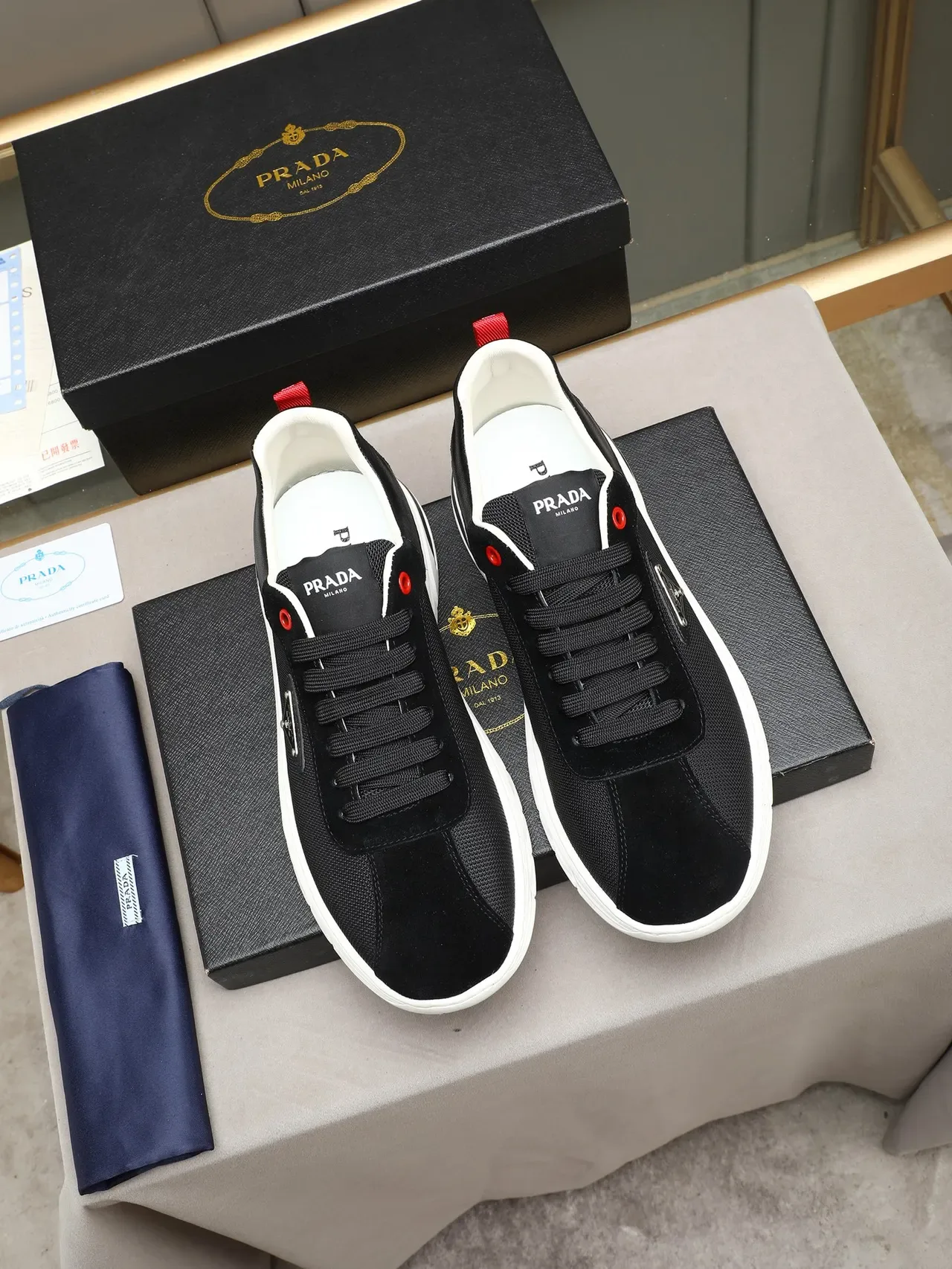 Prada Cloudbust Black Mesh and Suede Lifestyle Sneakers 3