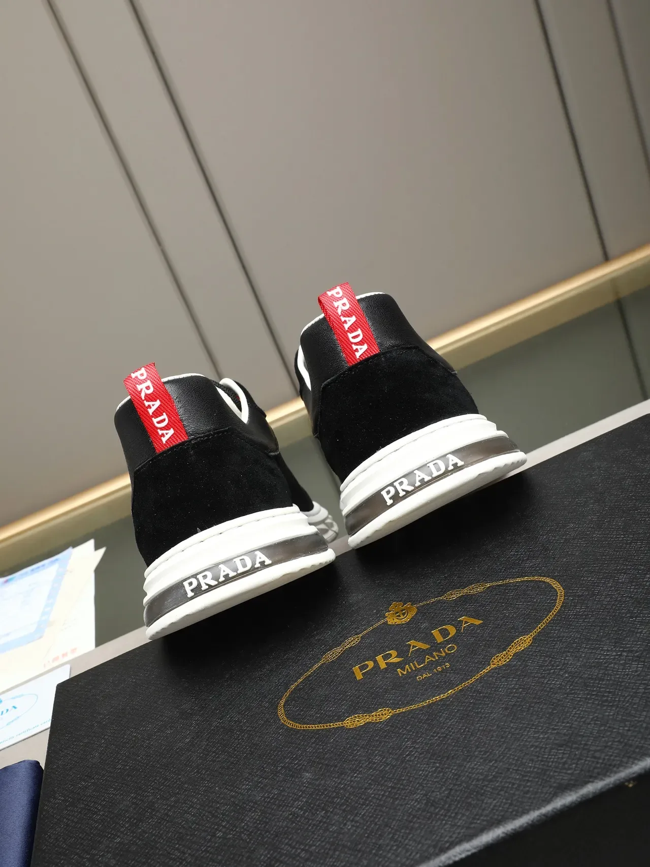 Prada Cloudbust Black Mesh and Suede Lifestyle Sneakers 4
