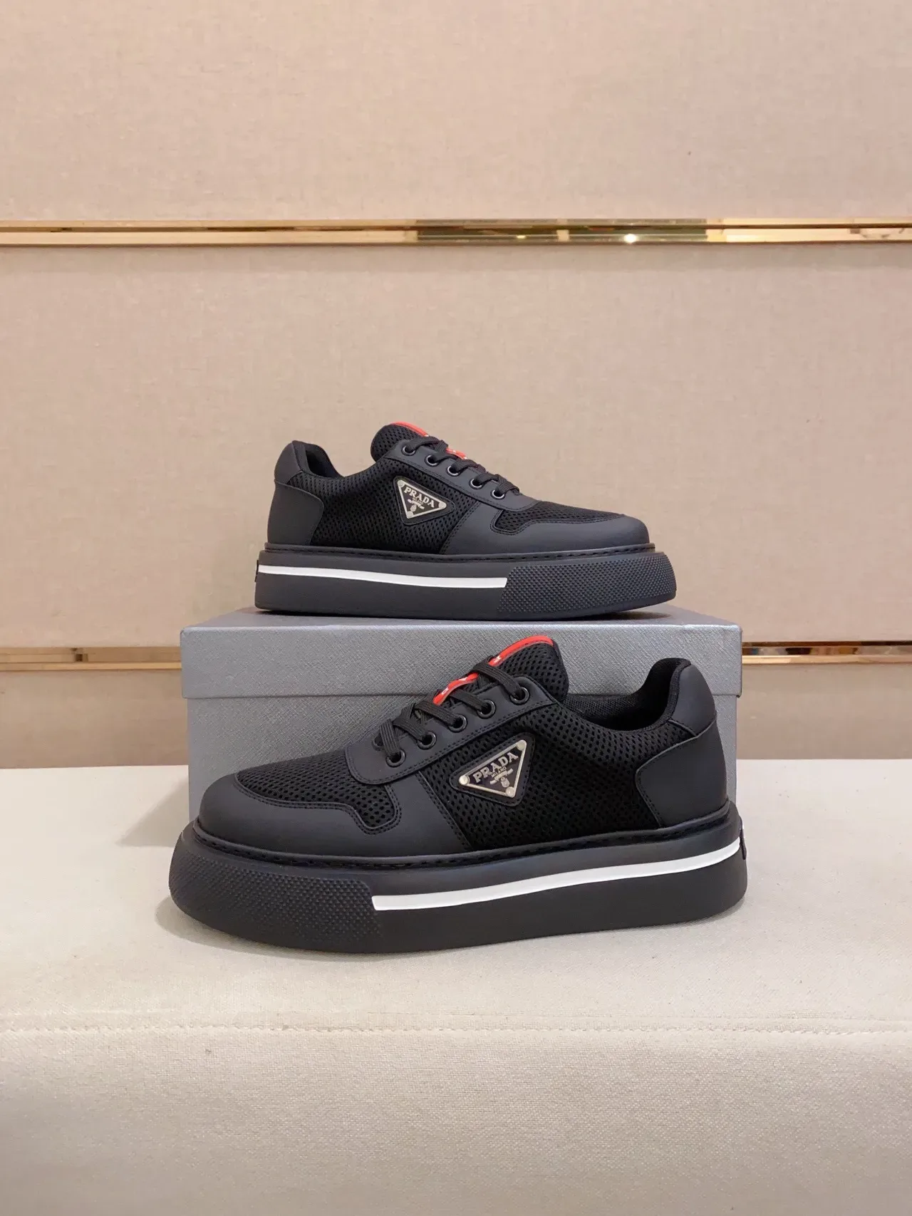 Prada Cloudbust Black Mesh and Synthetic Platform Lifestyle Sneakers 7