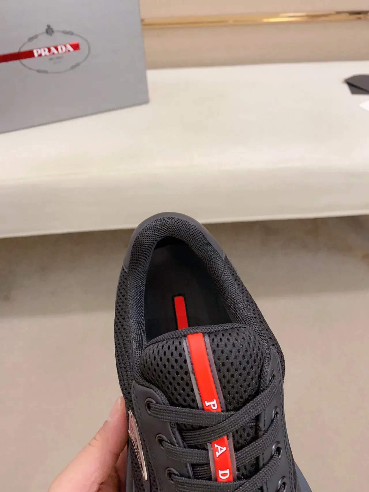 Prada Cloudbust Black Mesh and Synthetic Platform Lifestyle Sneakers 8