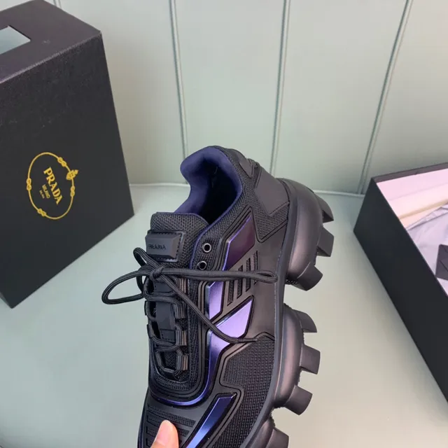 Prada Cloudbust Black Purple Lug Sole Iridescent Accents Chunky Sneakers 2