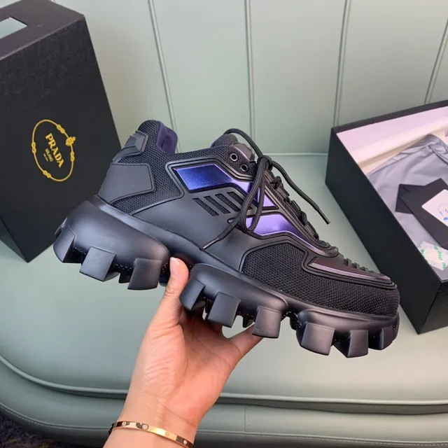 Prada Cloudbust Black Purple Lug Sole Iridescent Accents Chunky Sneakers 4
