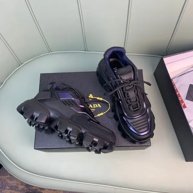 Prada Cloudbust Black Purple Lug Sole Iridescent Accents Chunky Sneakers 6