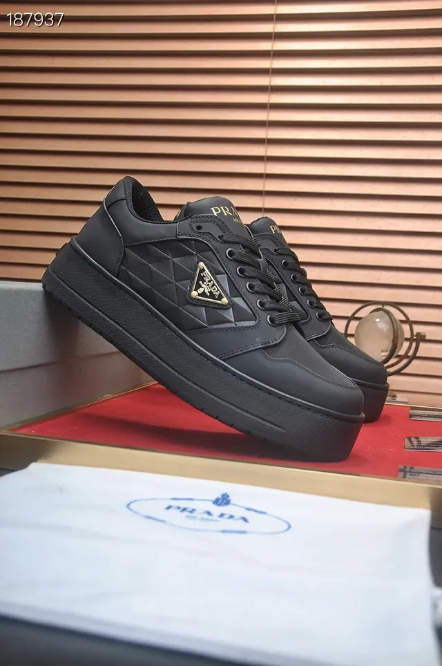 Prada Cloudbust Black Quilted Platform Lifestyle Sneakers 3