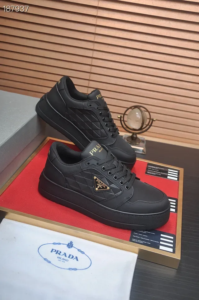 Prada Cloudbust Black Quilted Platform Lifestyle Sneakers 6