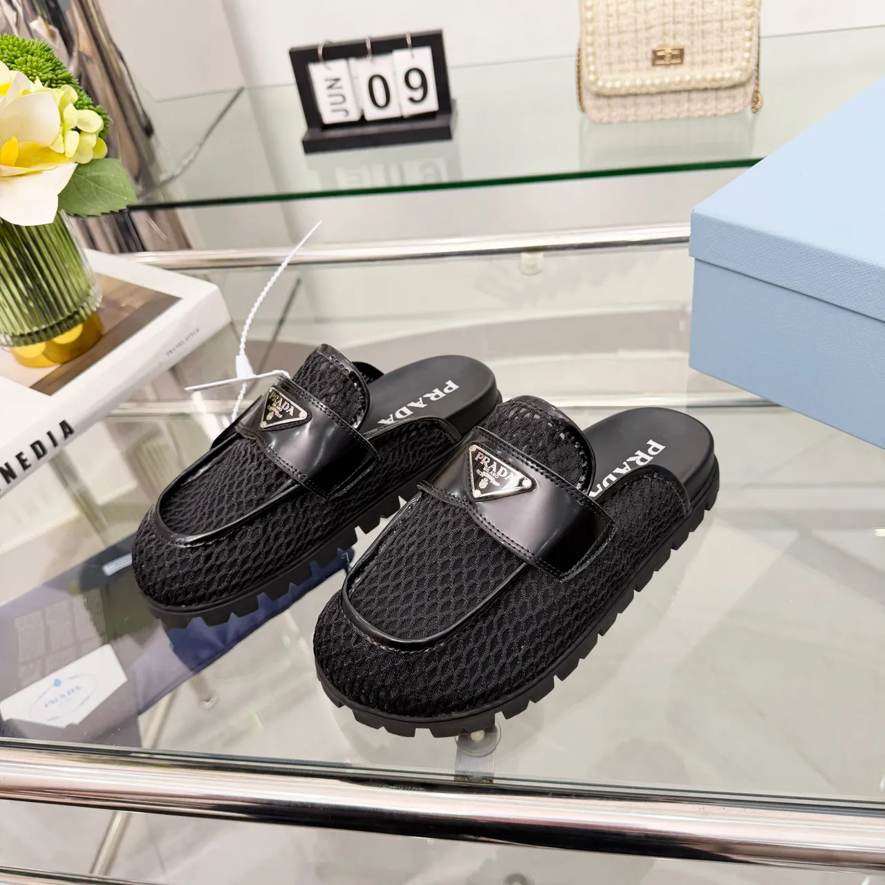 Prada Cloudbust Black Textured Knit Loafer 4