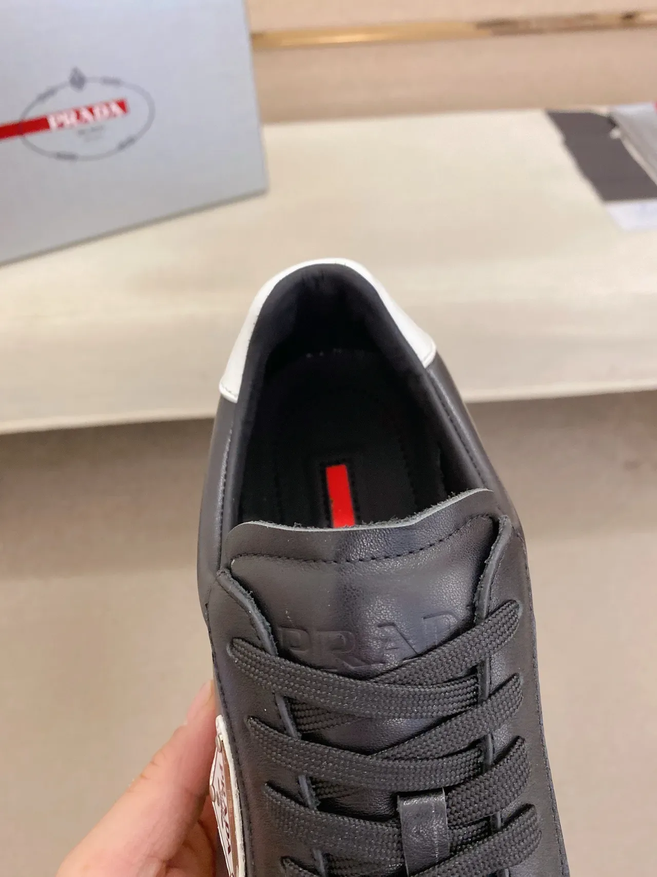 Prada Cloudbust Black White Two-Tone Leather And Suede Paneling Lifestyle Sneakers 6