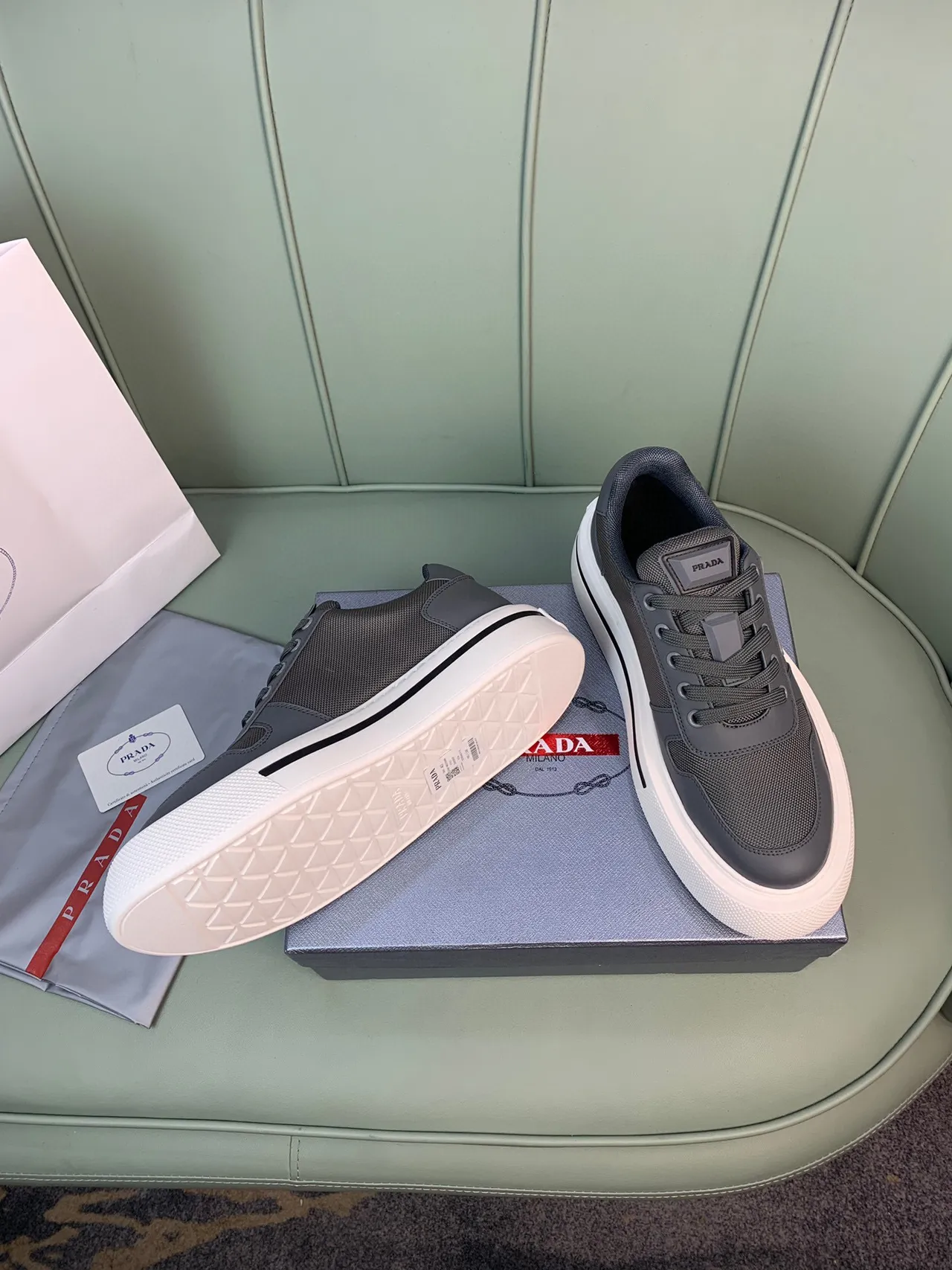Prada Cloudbust Gray and Off-White Lifestyle Sneakers 7