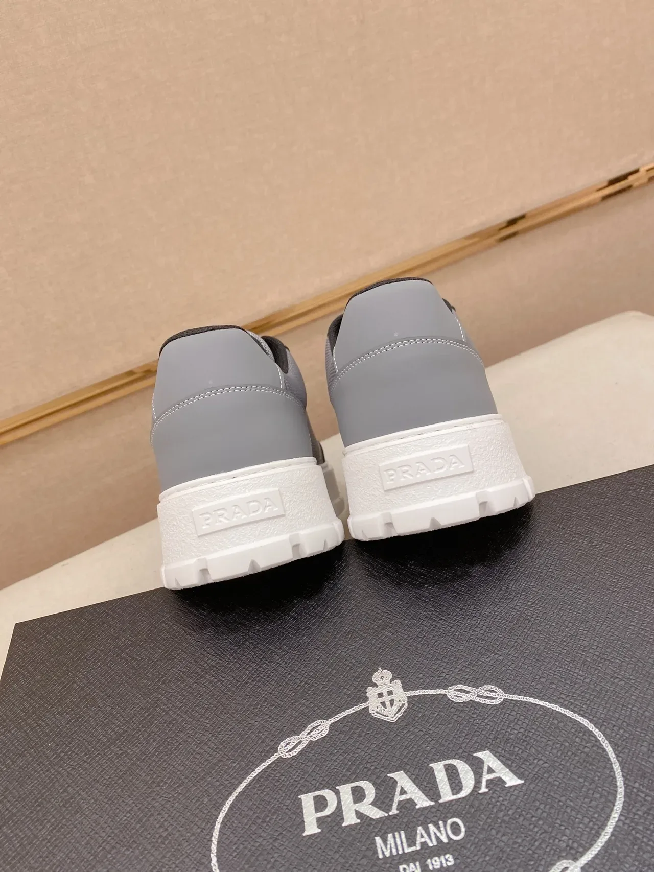 Prada Cloudbust Gray and White Chunky Sneakers 3
