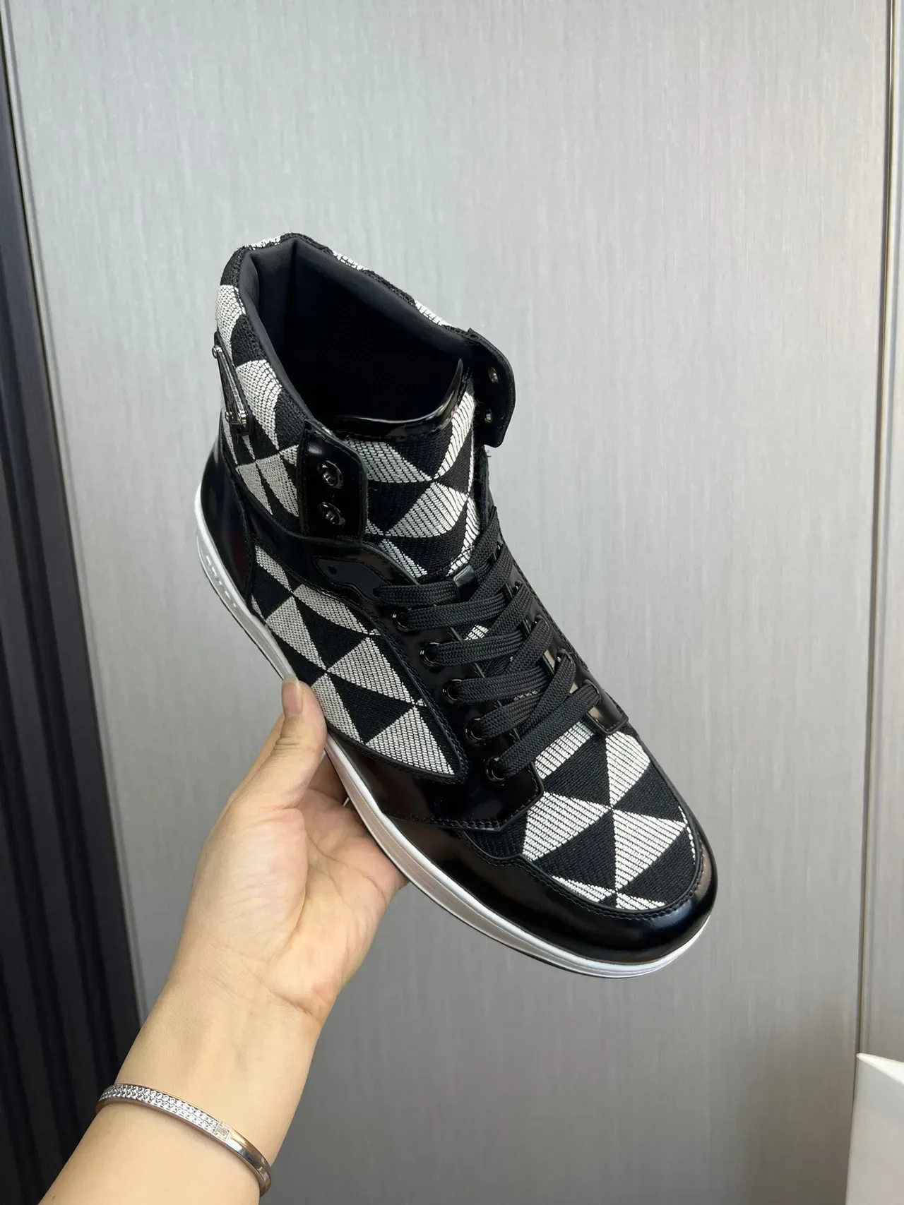 Prada Cloudbust High-Top Black and White Geometric Lifestyle Sneakers 6