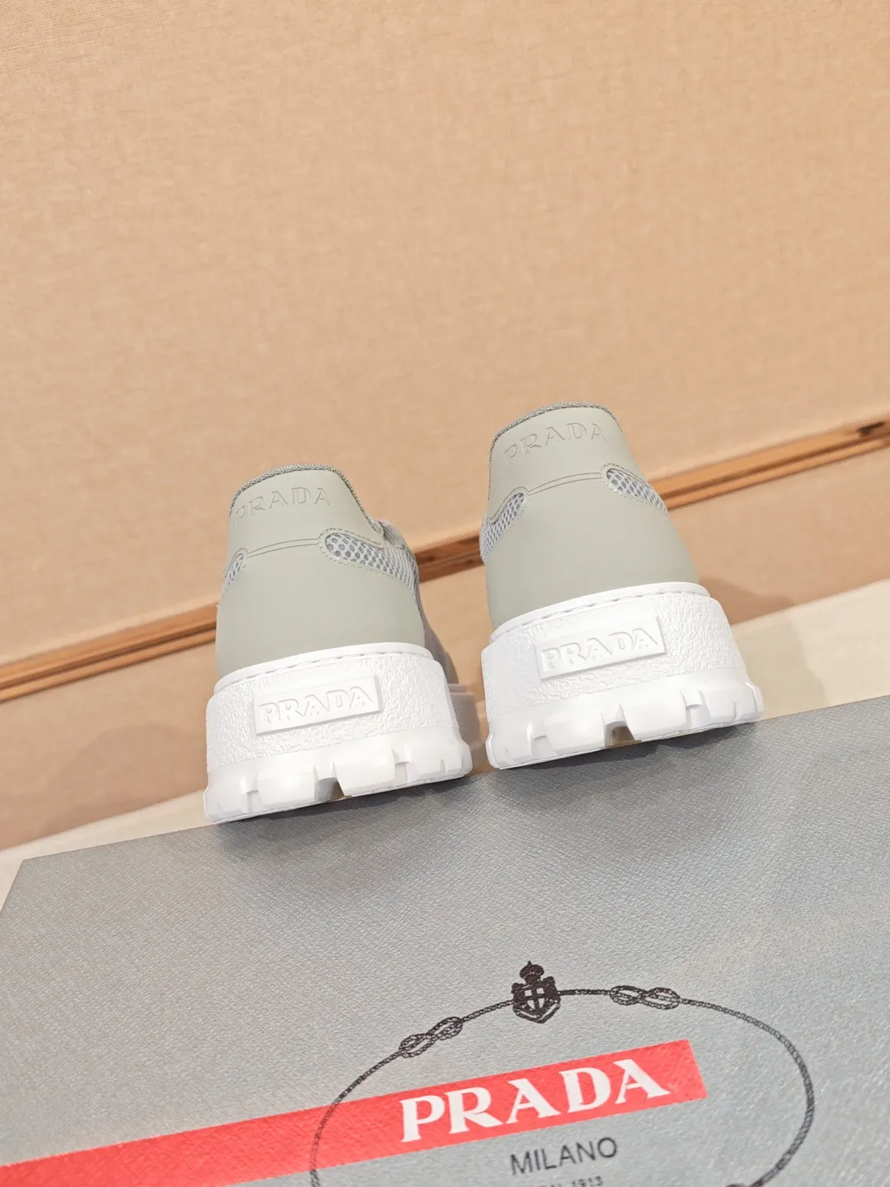 Prada Cloudbust Light Gray Mesh Platform Lifestyle Sneakers 3