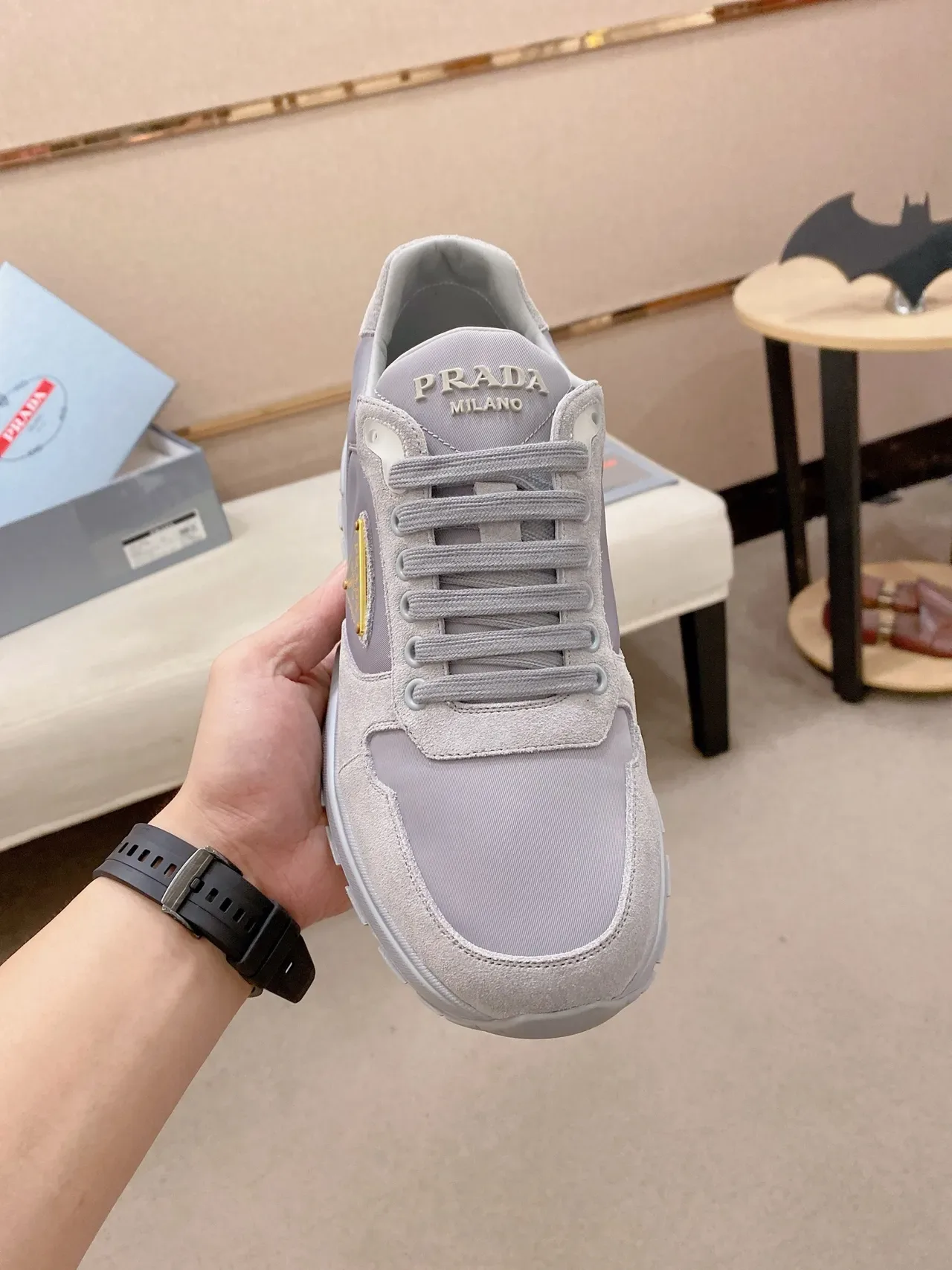 Prada Cloudbust Light Gray Mixed-Material Lifestyle Sneakers 5