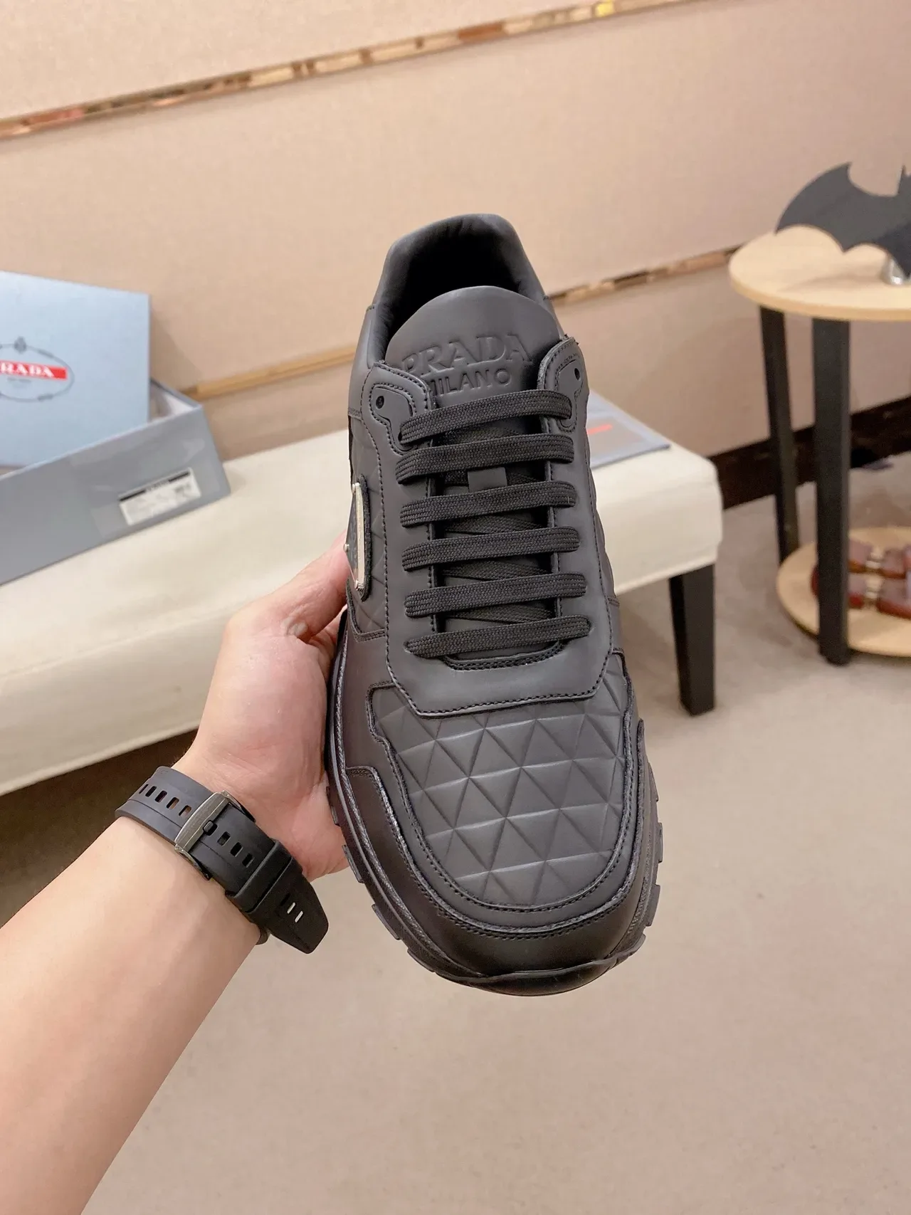 Prada Cloudbust Monochrome Black Chunky Sneakers 5