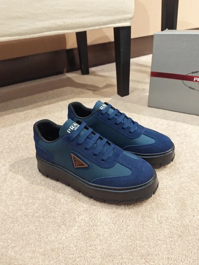 Prada Cloudbust Navy and Teal Platform Lifestyle Sneakers 4