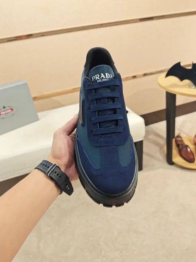 Prada Cloudbust Navy and Teal Platform Lifestyle Sneakers 5