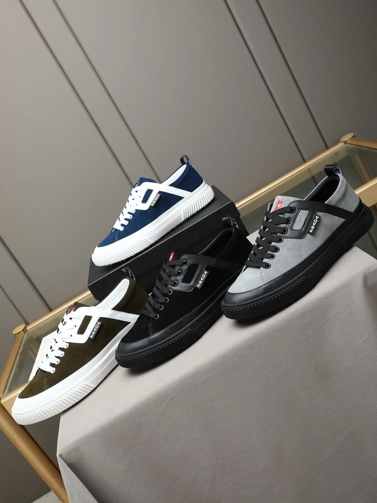 Prada Cloudbust Olive Green Suede and White Lifestyle Sneakers 2