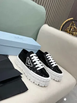 Prada Cloudbust Sequined Black and White Lifestyle Sneakers 2