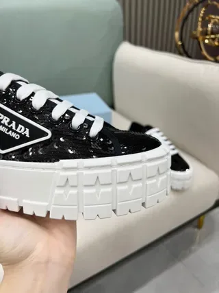 Prada Cloudbust Sequined Black and White Lifestyle Sneakers 3