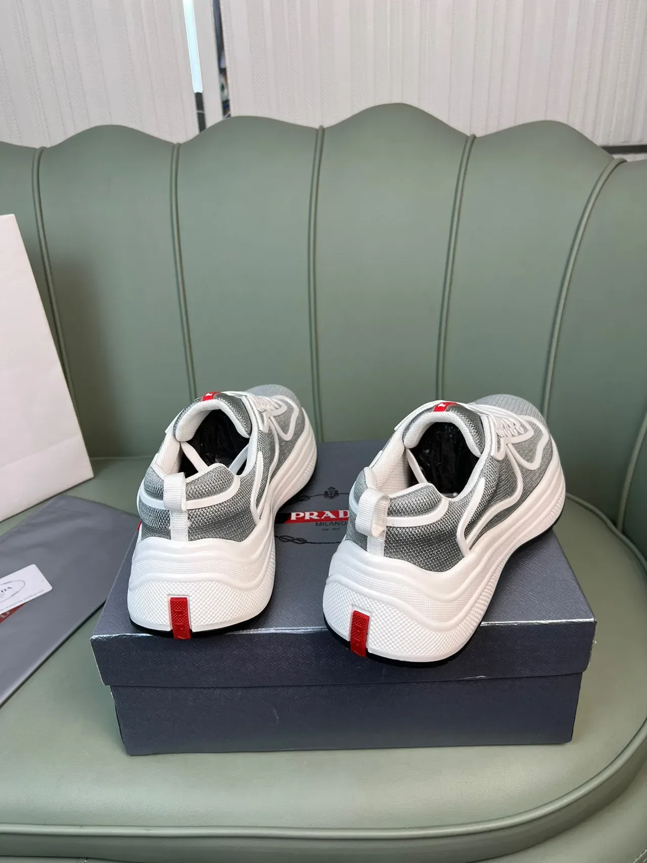 Prada Cloudbust Silver-Gray Mesh Lifestyle Sneakers 6