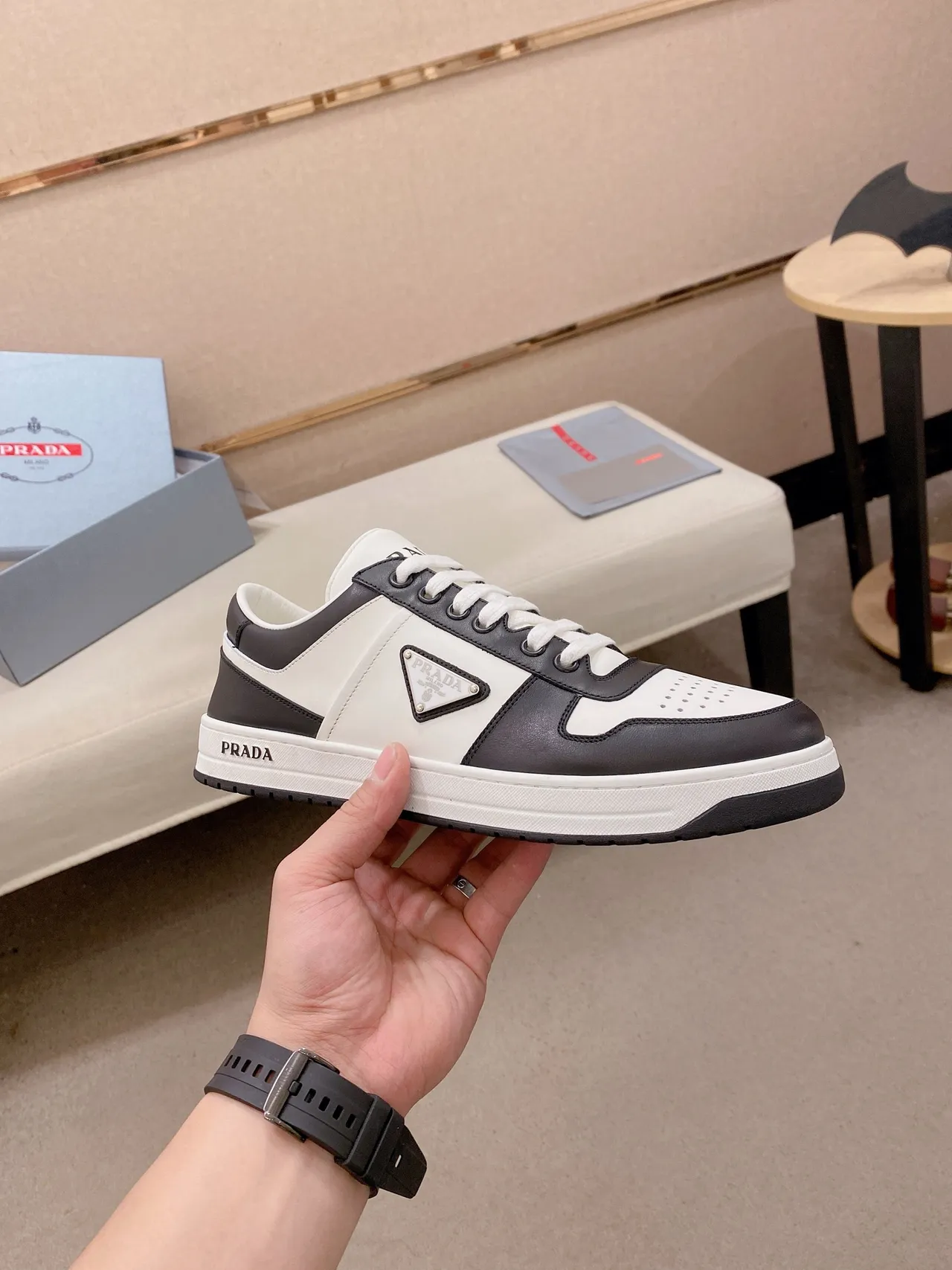 Prada Cloudbust Two-Tone Leather Lifestyle Sneakers 4