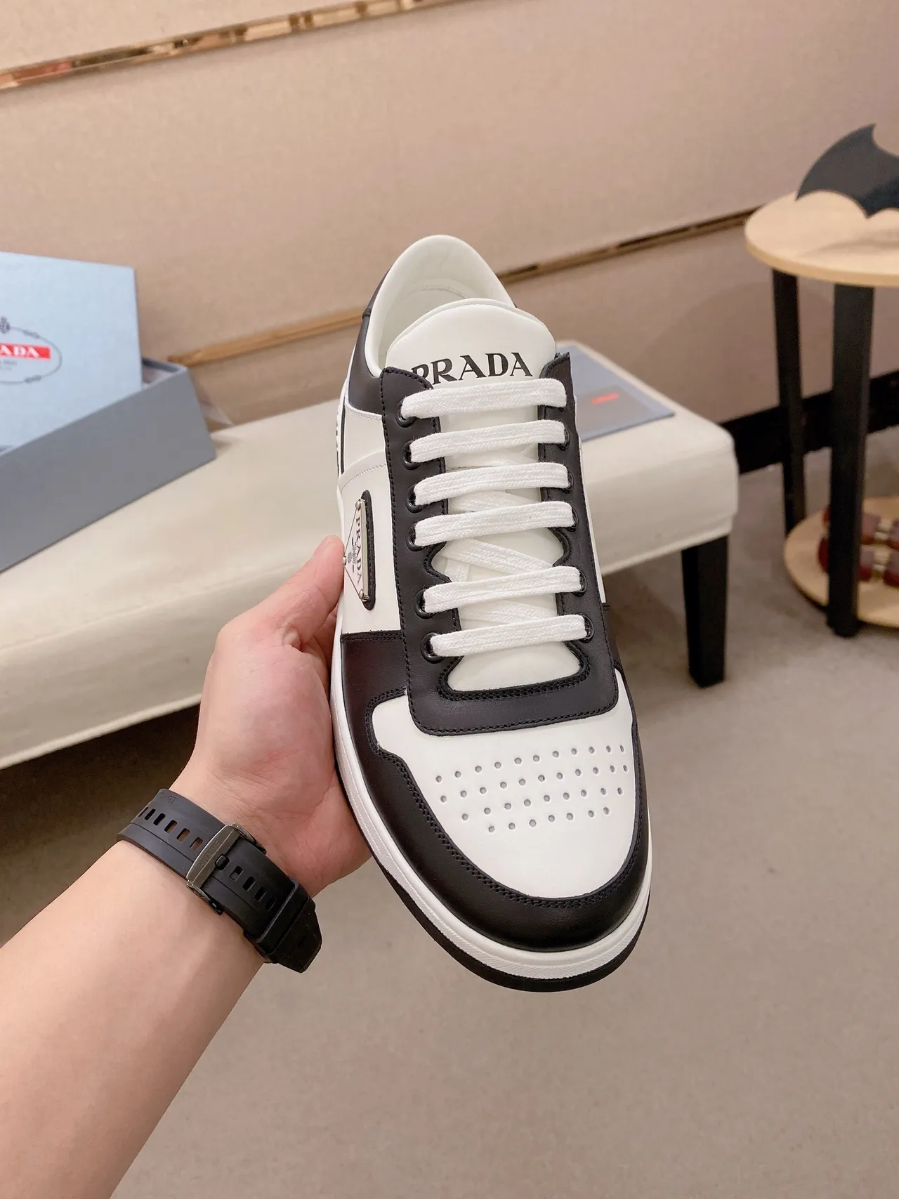 Prada Cloudbust Two-Tone Leather Lifestyle Sneakers 5