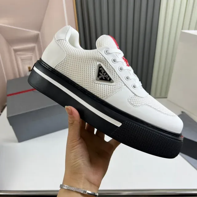 Prada Cloudbust White and Black Platform Lifestyle Sneakers 5