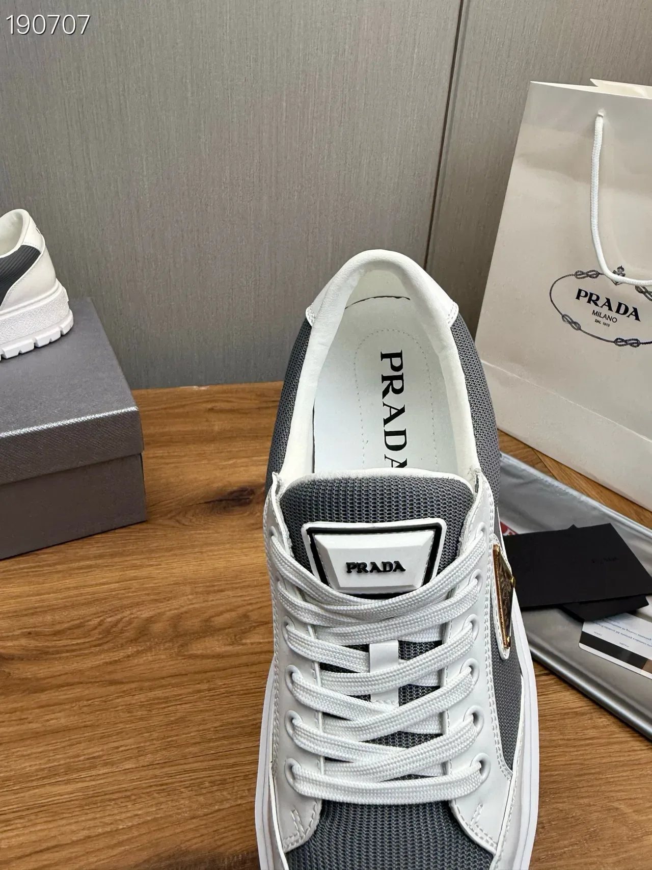 Prada Cloudbust White and Gray Lifestyle Sneakers 4